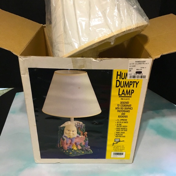 HUMPTY DUMPTY LAMP HAND PAINTED FABRIC SHADE 90s - Picture 14 of 16